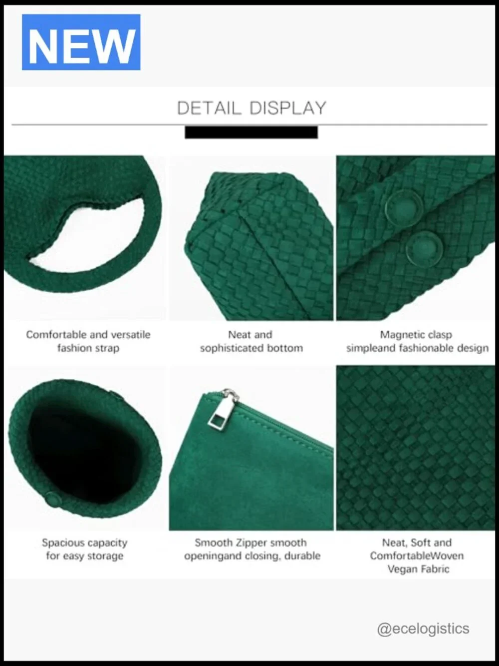 Faux Suede Woven Hobo Bag with Clutch, Medium Size, Soft Vegan Leather